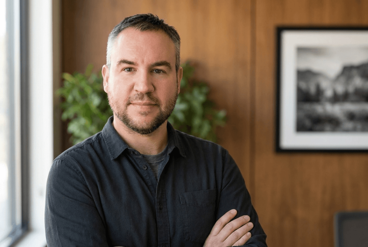 Matt Henderson standing in his office